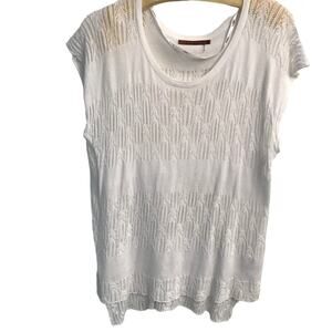 Belldini knit sheer paneled shirt white small